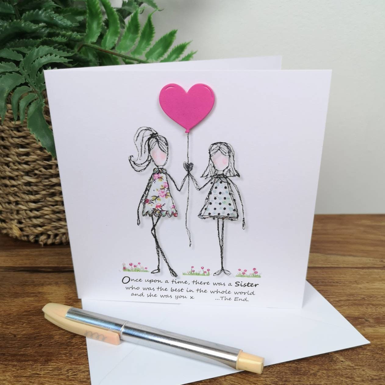 Sister Card Embroidery Art Card Print of Original Embroidery Etsy UK