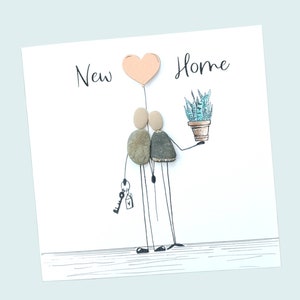 Luxury new home card, pebble new home card, special new home keepsake, quirky new home card watercolour illustration suitable for framing image 2