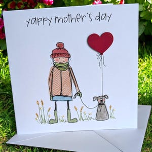 Dog Mum Mother's Day Card: Handmade 3D Heart & Flowers