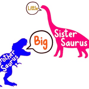 Big Brother Dino and Little Sister Dino SVG