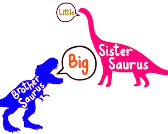 Big Brother Dino and Little Sister Dino SVG