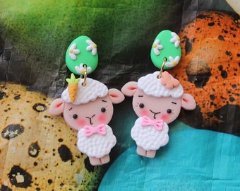 Easter lamb earrings, Easter earrings