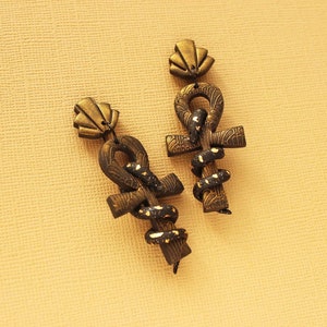 Ankh symbol earrings, Wealth and Good fortune charm, Protective amulet, Snake