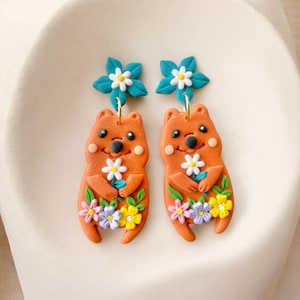 Quokka Earrings – Handmade Cute Australian Animal Polymer Clay Jewelry