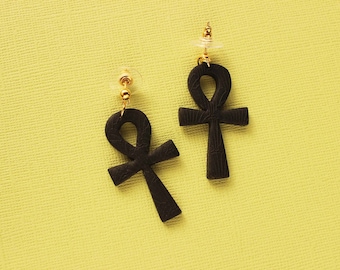 Ankh symbol earrings, Wealth and Good fortune charm, Protective amulet