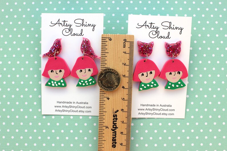 Bird lover Crazy cat and bird ladies collection Catlover Emily Polymer clay earrings Virgo Cute girl Resin earrings