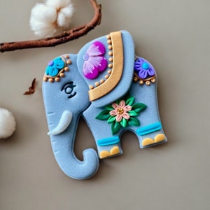 Elephant brooch, polymer clay brooch, animal brooch, handmade unique accessories