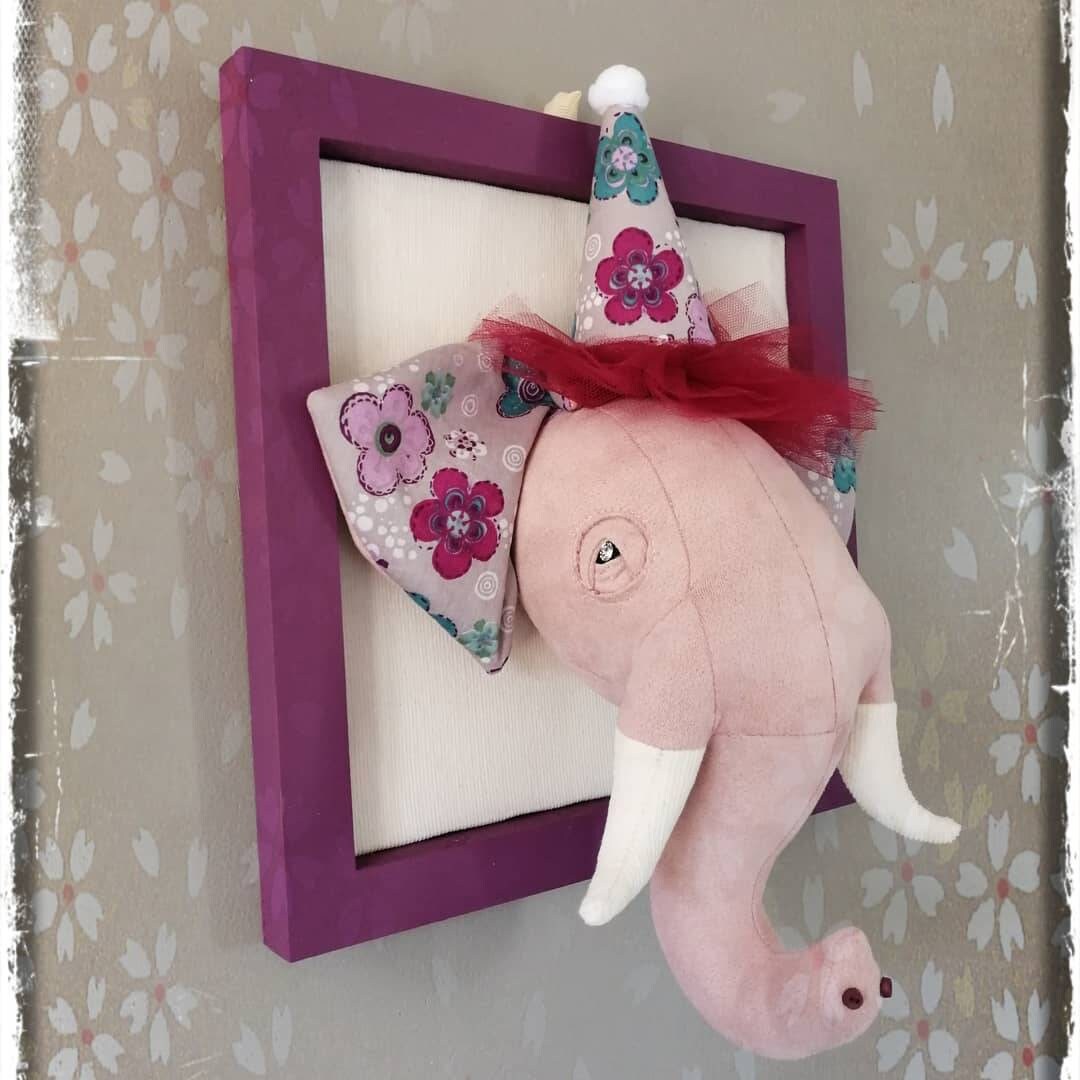 Elephant Trophée en Tissu