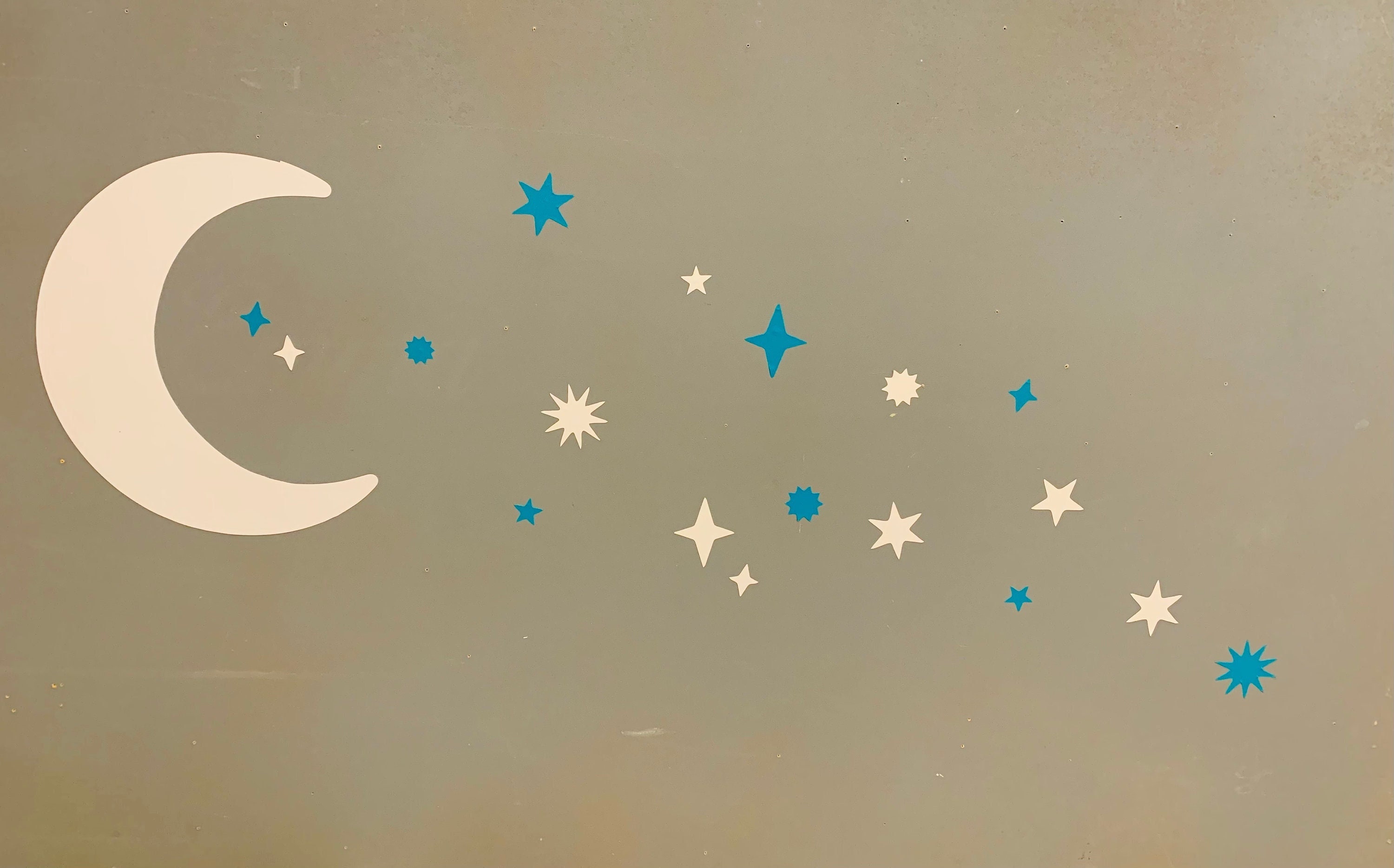 stickers Lune et Étoiles Turquoises Pour Décoration Murale