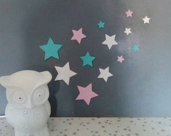 Pastel blue and pink stars paper for wall decoration