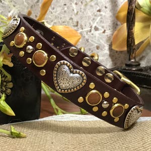 Leather Dog Collar, Personalized Dog Collar, Crystal Dog Collar, Studded Dog Collar