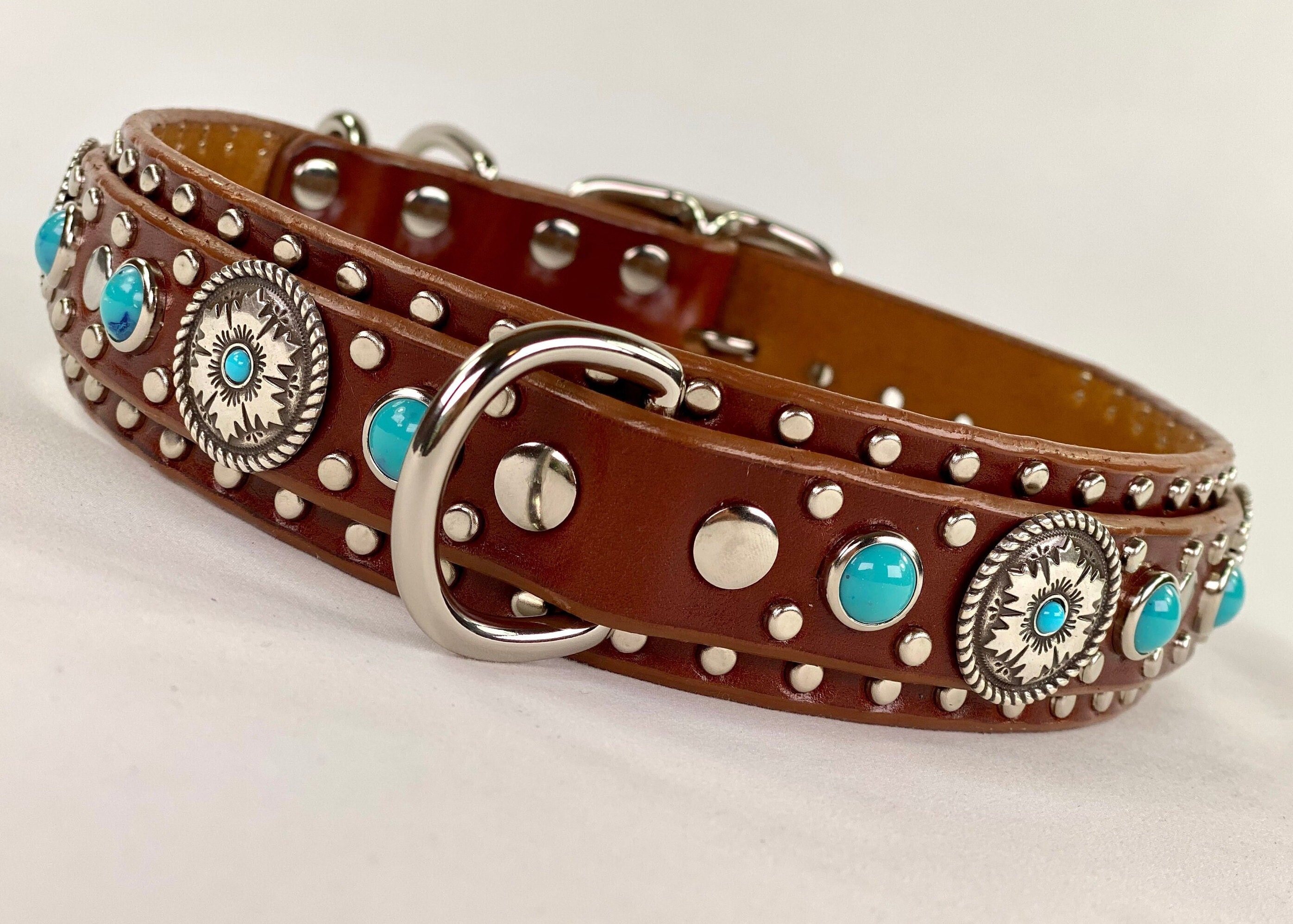 western tooled dog collars