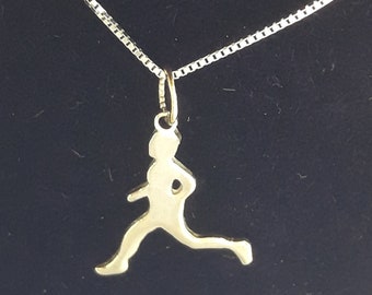 Sterling Silver 925 OR 14k Gold Runner Pendant Necklace Marathon Runner , Ultra Marathon Gift Idea, Father Bother Best Freind