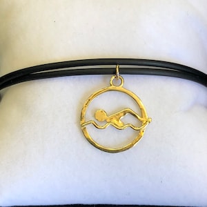 Gold Swimmer Pendant with cord