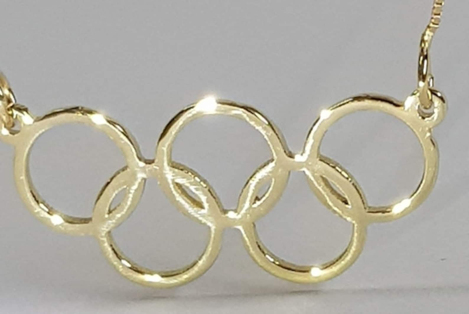 YELLOW / WHITE 14K GOLD Olympic Games Necklace Pendent Etsy