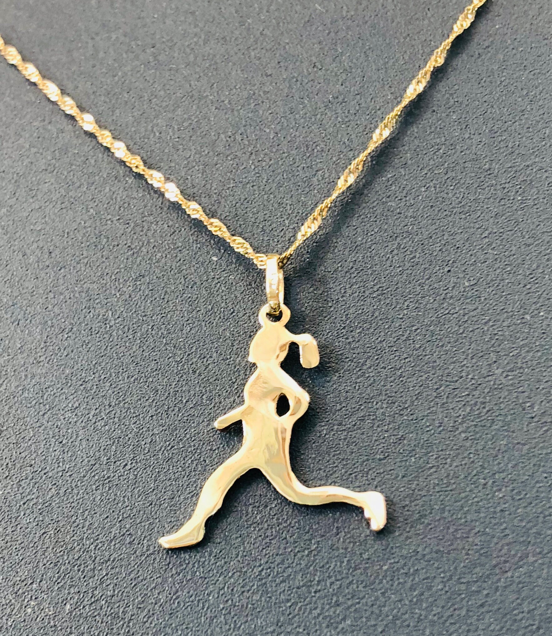 Woman Sports Necklace 14K Gold Necklace and Pendant, 14 Karat Yellow