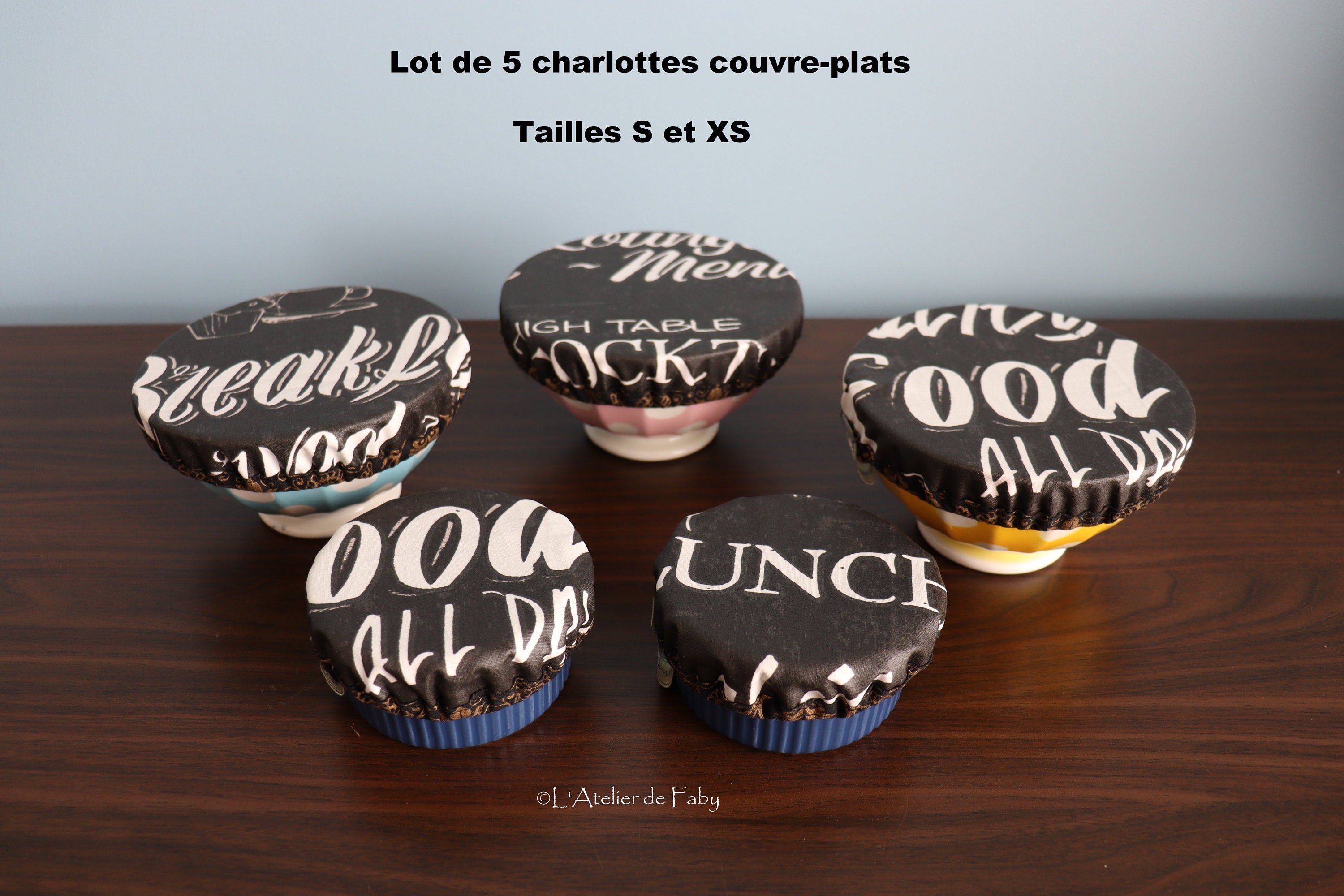 Zero Dechet Lot de 5 Petites Charlottes Couvre-Plats Lavables