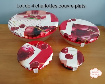 ZERO DECHET Lot de 4 charlottes couvre-plats lavables