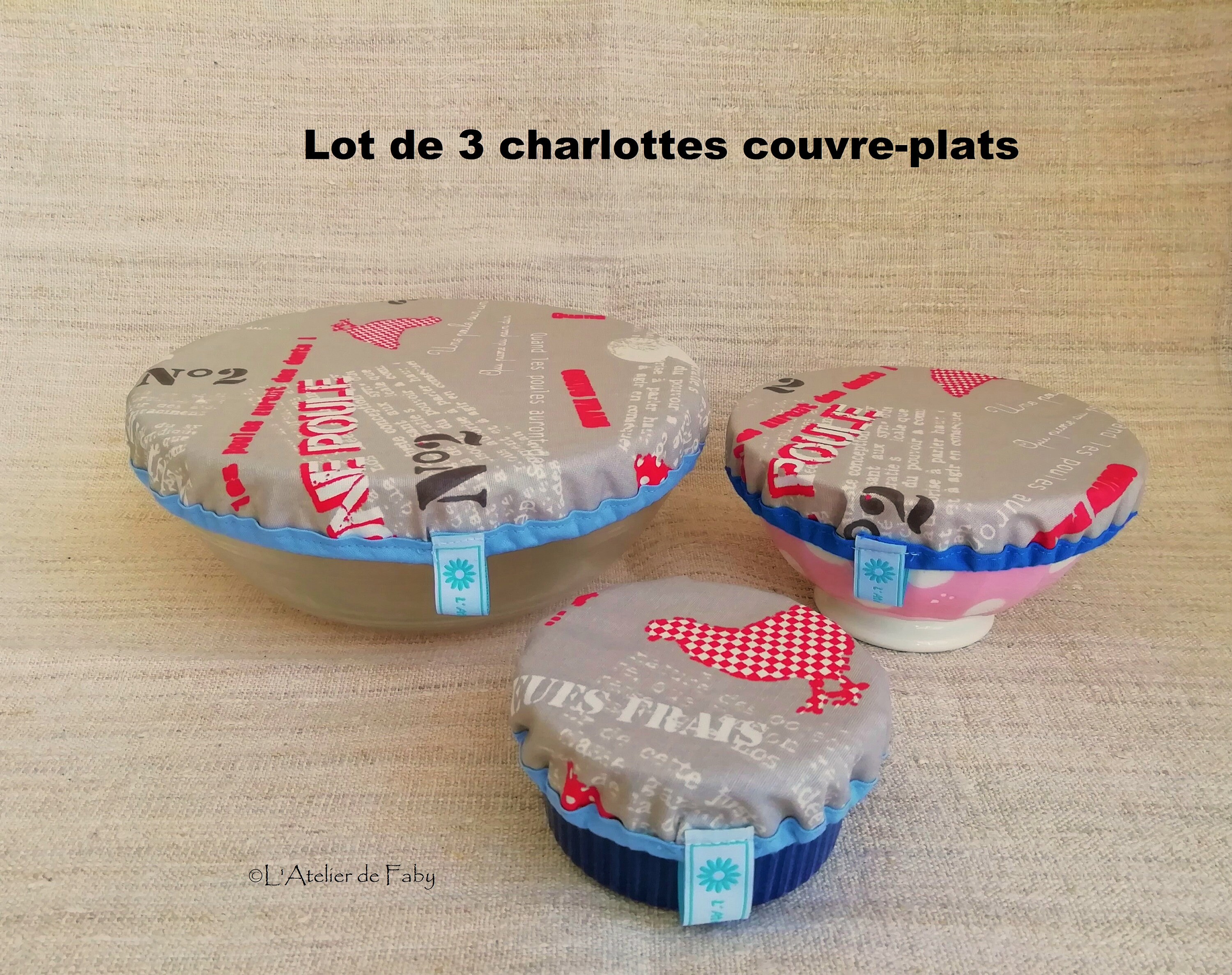 Zero Dechet Lot de 3 Charlottes Couvre-Plats Lavables