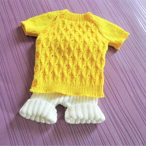 Summer set hand knitted size 3-6 months , short pants and short sleeve sweater