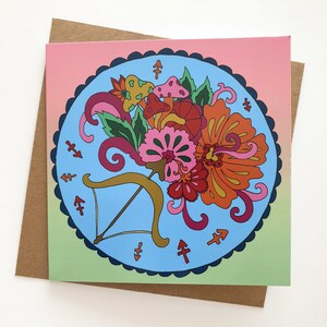 Cartão de Saudações Trippy Sagitário Desenhado à Mão / Impressão