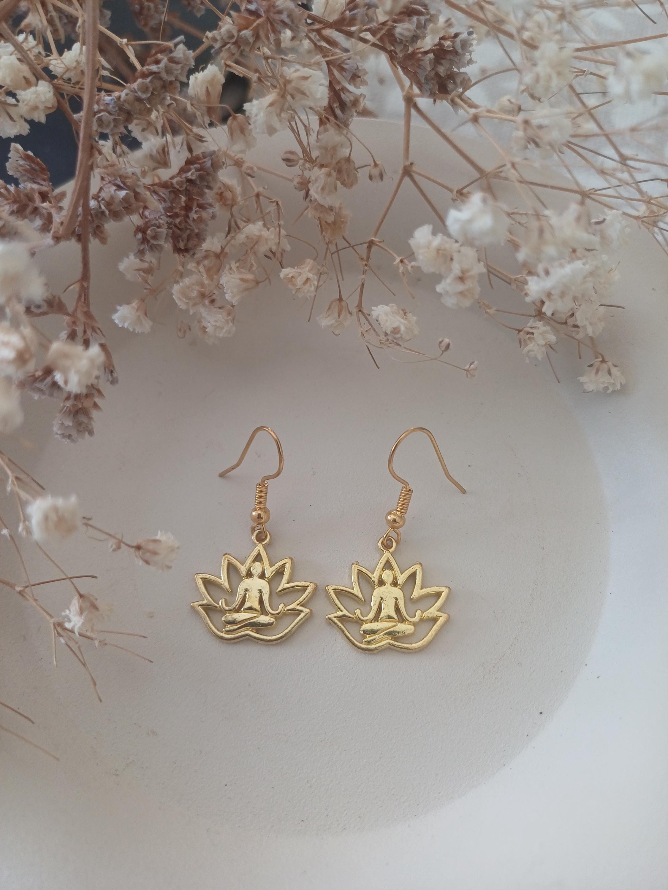 Boucles D'oreilles En Argent 925 Avec 6 Ambres Dont 2 Têtes De Bouddha - Neuf