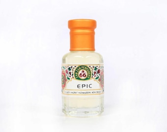 Aceite de perfume floral ligero Epic Attar unisex con cardamomo, jazmín y cuero (6 ml, 12 ml)