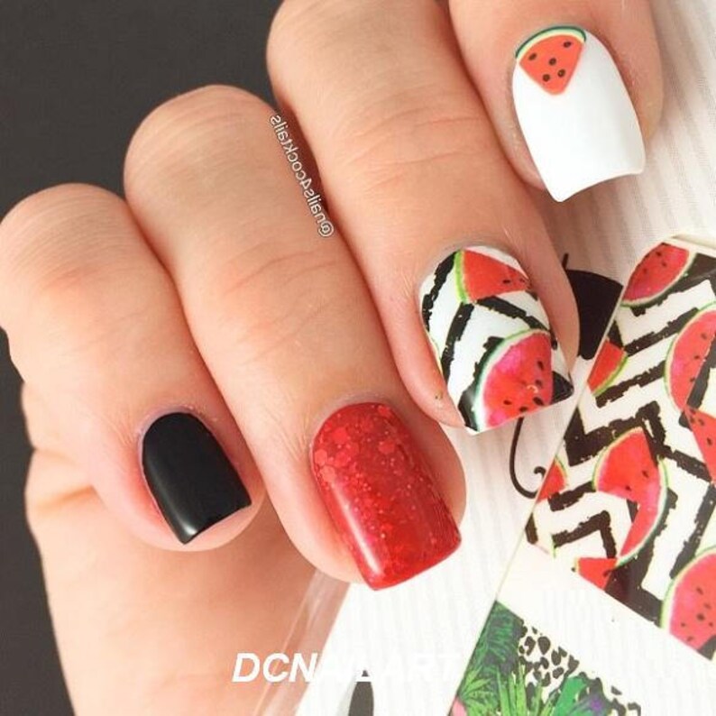 Watermelon Nail Art Nail Designs In 2019 Watermelon Nail Art