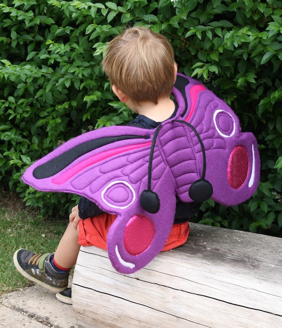 Child Soft Cloth Fabric Butterfly Blue Purple Orange Wings Costume Accessory