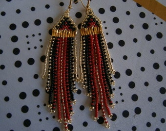 Earrings with fringes in Native American style