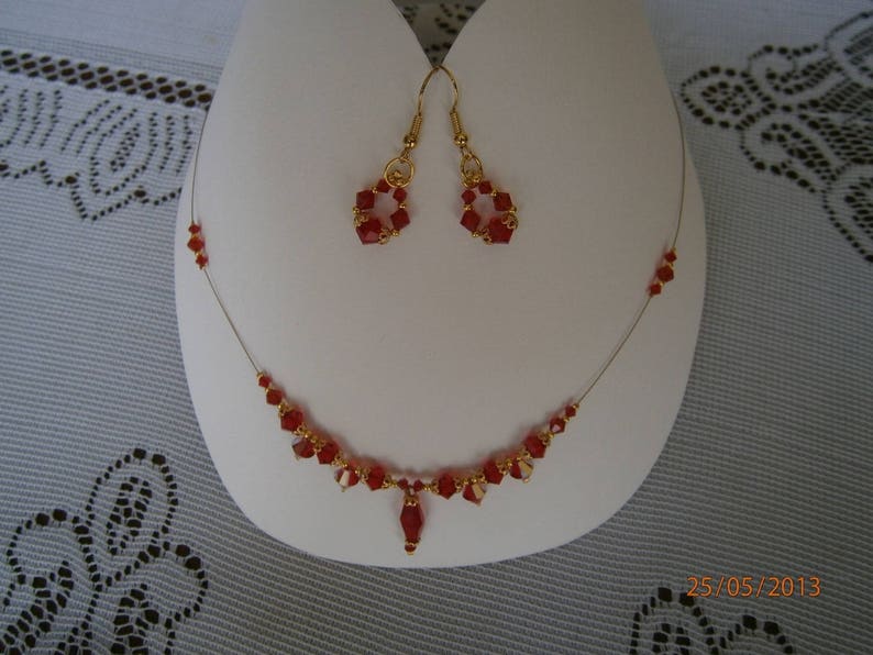 Set 3 pieces SWAROVSKI Crystal, light red light colors image 1