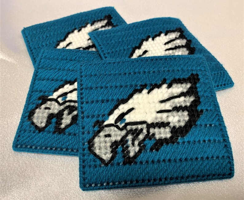 Philadelphia Eagles Football Fan Coaster Set Plastic Canvas Etsy