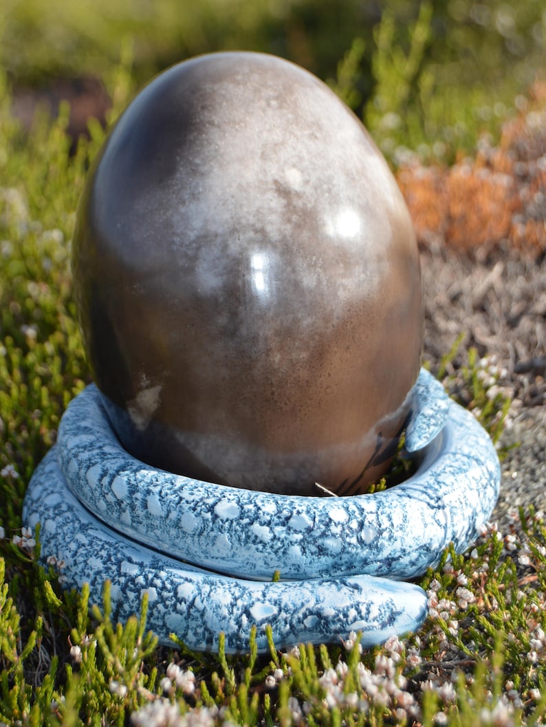 Handmade Ceramic Serpent with Cosmic Egg
