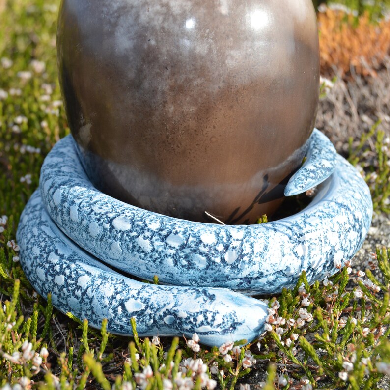 Handmade Ceramic Serpent with Cosmic Egg