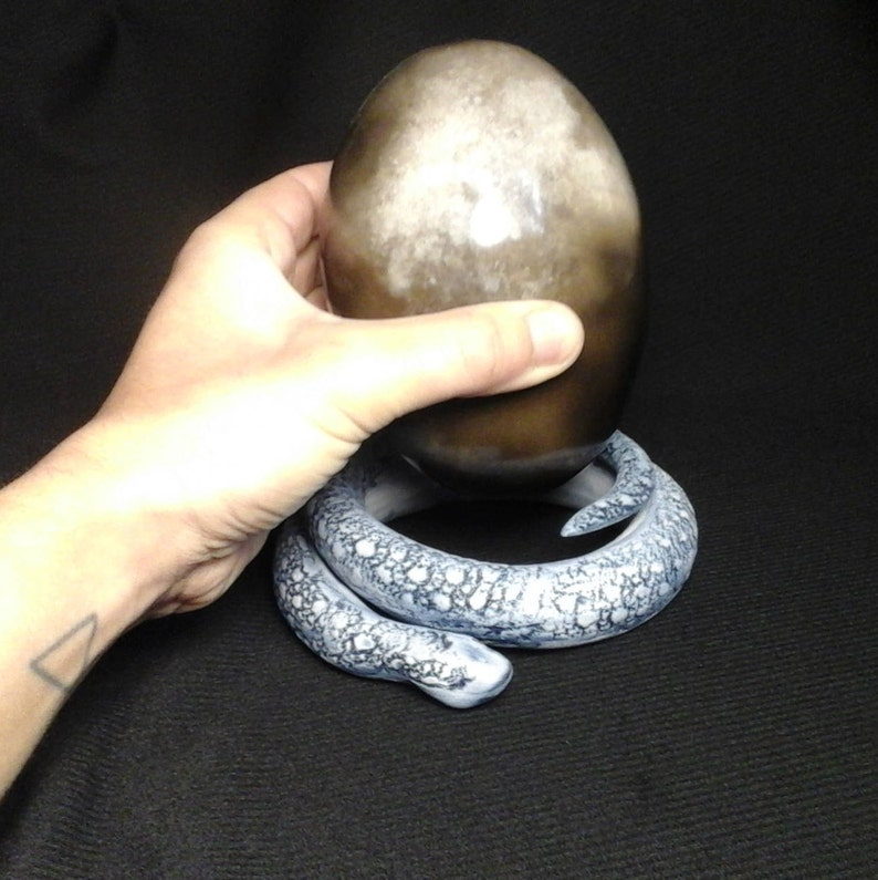 Handmade Ceramic Serpent with Cosmic Egg