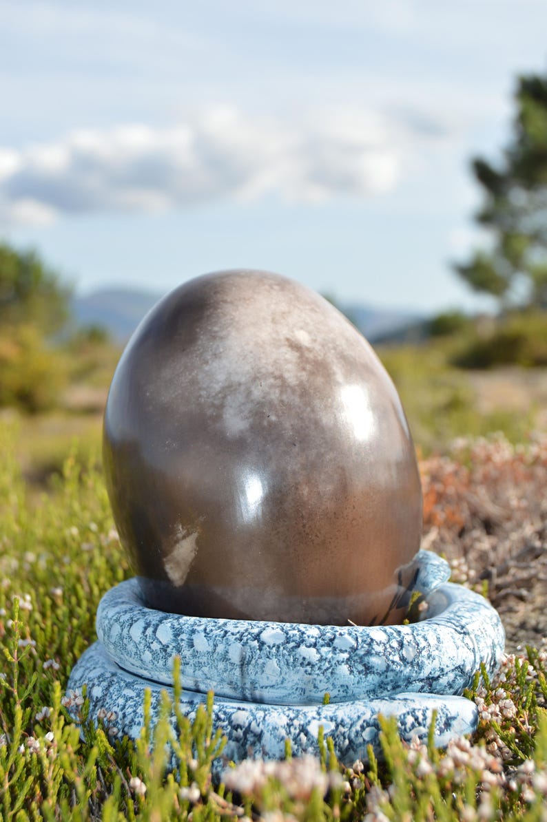 Handmade Ceramic Serpent with Cosmic Egg