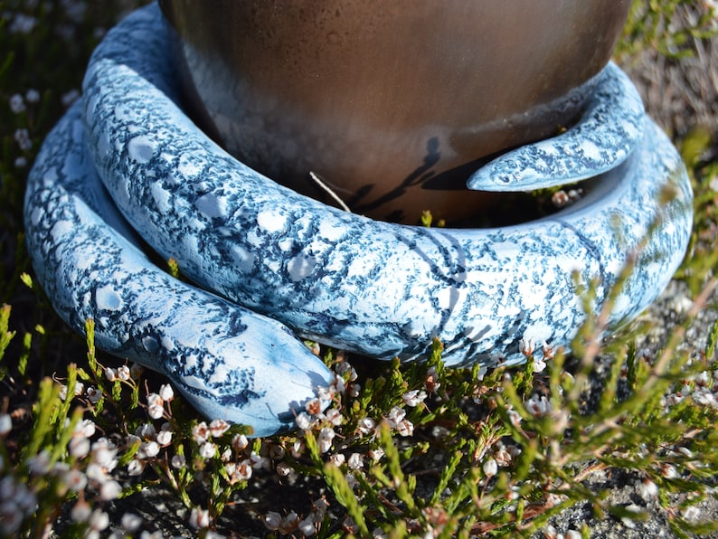 Handmade Ceramic Serpent with Cosmic Egg