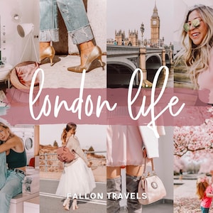 5 London Mobile Lightroom Presets & Desktop, Pink Europe Travel Photo Editing Filter for Instagram, Pastel Preset for Influencer Bloggers