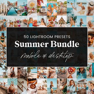 50 Summer Preset Bundle Mobile and Desktop Lightroom, Instagram Photo Filters for Bloggers, Bright Colorful Presets for Influencers