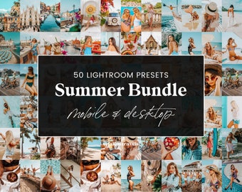 50 Summer Preset Bundle Mobile and Desktop Lightroom, Instagram Photo Filters for Bloggers, Bright Colorful Presets for Influencers