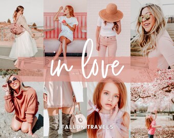 5 Mobile & Desktop Lightroom Presets In Love, Romantic Story Light Pink Photo Filter for Instagram, Valentines VSCO Preset for Bloggers
