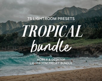 75 Tropical Preset Bundle, Lightroom Mobile and Desktop, Green Earthy Instagram Photo Filters, Travel Influencer Outdoor Photography Presets