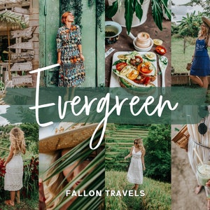 5 Evergreen Mobile & Desktop Lightroom Presets, Travel Photo Editing Filter for Instagram Influencer, Tropical Green Summer Blogger Preset