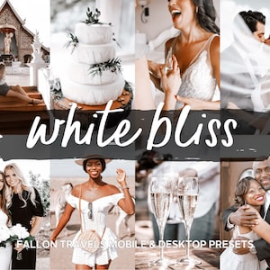 5 Bright White Lightroom Presets Mobile & Desktop, Airy Cream Tone Instagram Photo Filter for Influencers, VSCO Aesthetic iPhone Presets