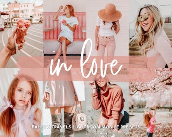 May include: A collage of images featuring a variety of people and places, with a pink and white color scheme. The text "in love" is written in white cursive script on a pink background.