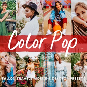 5 Color Pop Lightroom Presets Mobile & Desktop, Vibrant Rich Color Preset, Bright Bold Photo Editing Instagram Filter for Summer Travel