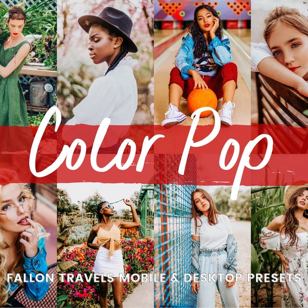 5 Color Pop Lightroom Presets Mobile & Desktop, Vibrant Rich Color Preset, Bright Bold Photo Editing Instagram Filter for Summer Travel