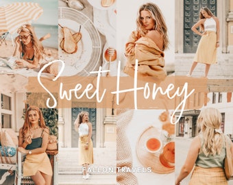 5 Mobile & Desktop Lightroom Presets Honey, Warm Airy Photo Editing Filter for Instagram Influencer, Travel Blogger Preset for Summer