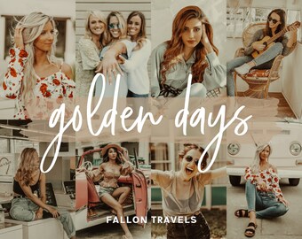 5 ajustes preestablecidos de Golden Hour Lightroom para dispositivos móviles y de escritorio, filtro de fotos de miel cálida para Instagram Blogger, ajuste preestablecido de retrato de estilo de vida vintage