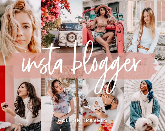5 Instagram Blogger Lightroom Mobile & Desktop Presets, Insta Soft Pink Photo Editing for Lifestyle Influencer, Bright Travel Filter